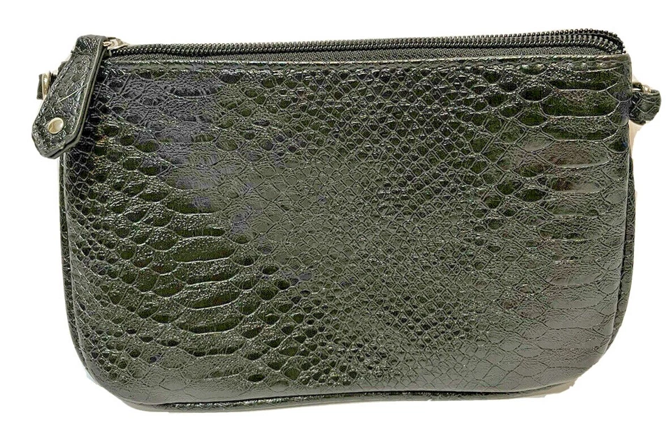 Bolsa cosmética Kathy Van Zeeland con cremallera estampado animal en relieve negra 8,75 x 5 Foto 3 de 4