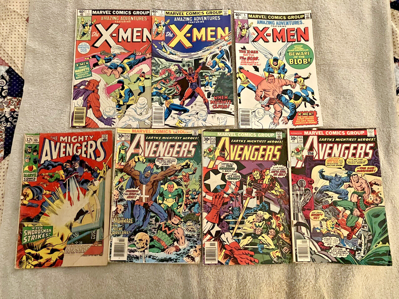 Marvel Comics Avengers 65, 152 153 155 Amazing Adventures 1 2 5 X-Men 7 books