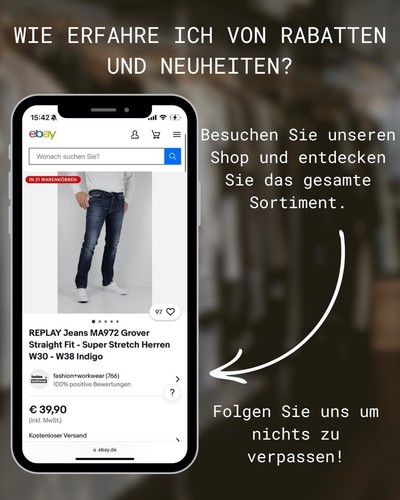 Replay Anbass Herren Hyperflex Jeans - M914 - blau - Stretch W33 / L32 - Bild 9 von 9