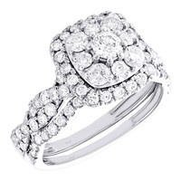 10K WeißGold Solitaire Diamant Braut Set Halo Verlobungsring + Band 1.70 Karat