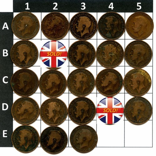 Set of (x2) BRITISH 1917 GEORGE V HALFPENNY coins, 108 Years Old! - Picture 2 of 2