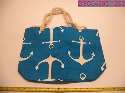 Women's Blue Anchor Canvas Tote Bag 13.5'' x 12.5'' x 5'' ALG4018346