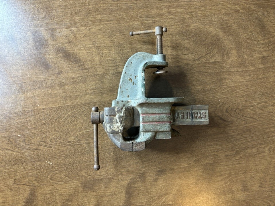 Vintage Stanley 3” Bench Vise Gray & Red Paint Clamp On eBay