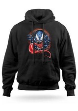 Felpa con Cappuccio Nera Venom Supereroi Marvel Uomo Donna Bambini Ragazzi