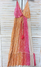 Indisches ärmelloses Boho Maxikleid Glitzer Paisley Muster onesize 36 38 40