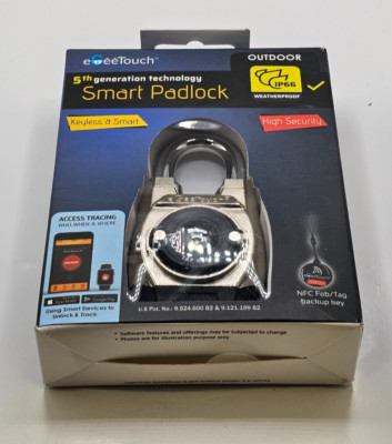 eGeetouch 5th Gen Smart Padlock - Outdoor with Bluetooth and NFC, Short shackle