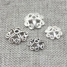 10 Sterling Silver Flower Bead Caps Spacer for Bracelet 6mm 8mm