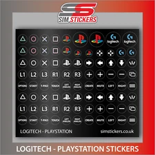 BLACK 8mm Dia Round Logitech RS Wheel Hub PlayStation Stickers for Simulator