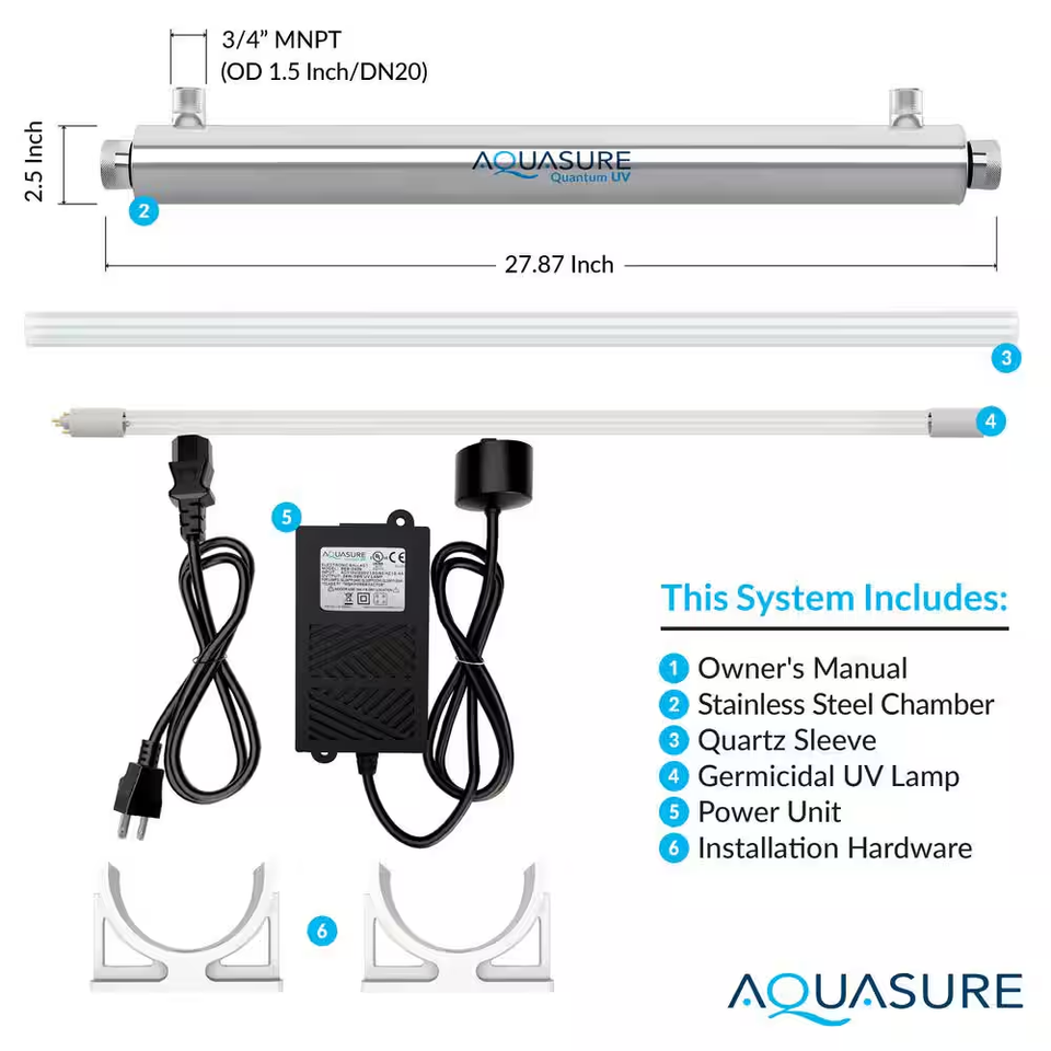 AQUASURE Quantum Series 8 GPM Ultraviolet UV Light Water Filter System