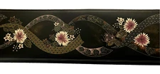 Victorian Asian Floral Empress Garden Black Gold Pre-Pasted Wall Paper Border
