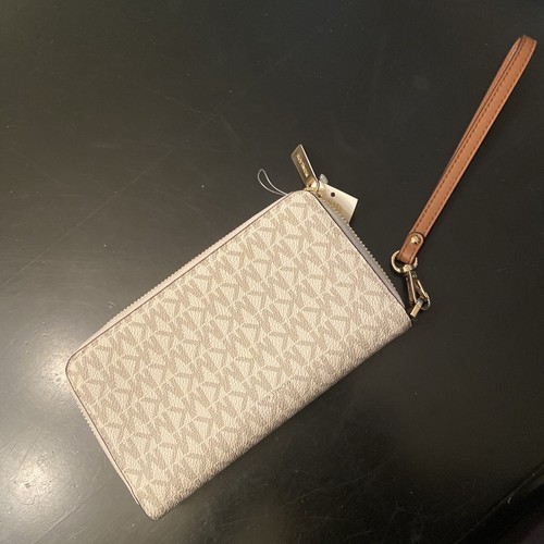 MICHAEL KORS JET SET TRAVEL MULTIFUNCTION LARGE PHONE WALLET MK VANILLA BROWN - Picture 3 of 6