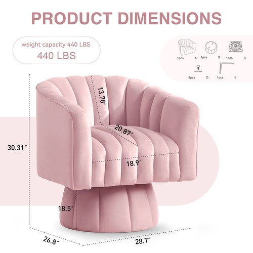 360° Swivel Barrel Chair, Modern Velvet Accent Chair With Wide Upholstery - Picture 86 of 133