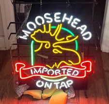 Moosehead Imported On Tap Beer 20"x16" Neon Light Sign Lamp Bar Real Glass Art