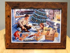 Angela Trotta Thomas Print Framed Lionel Train Christmas Card  Workin' on the RR