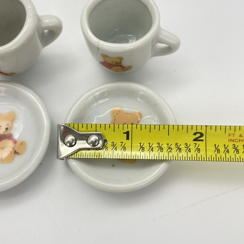 VTG Battat Teddy Bear 7 pc Miniature Porcelain Tea Set Cups Saucers Pot Creamer - Picture 8 of 12