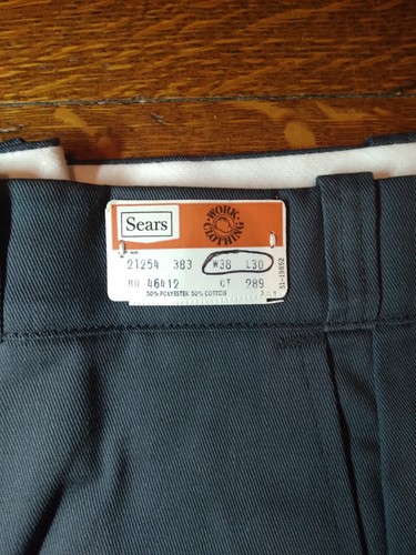 NOS Vintage 1970s Sears Perma Prest Luster Twill Work Pants Grey Size 38x30 NEW - Picture 4 of 8