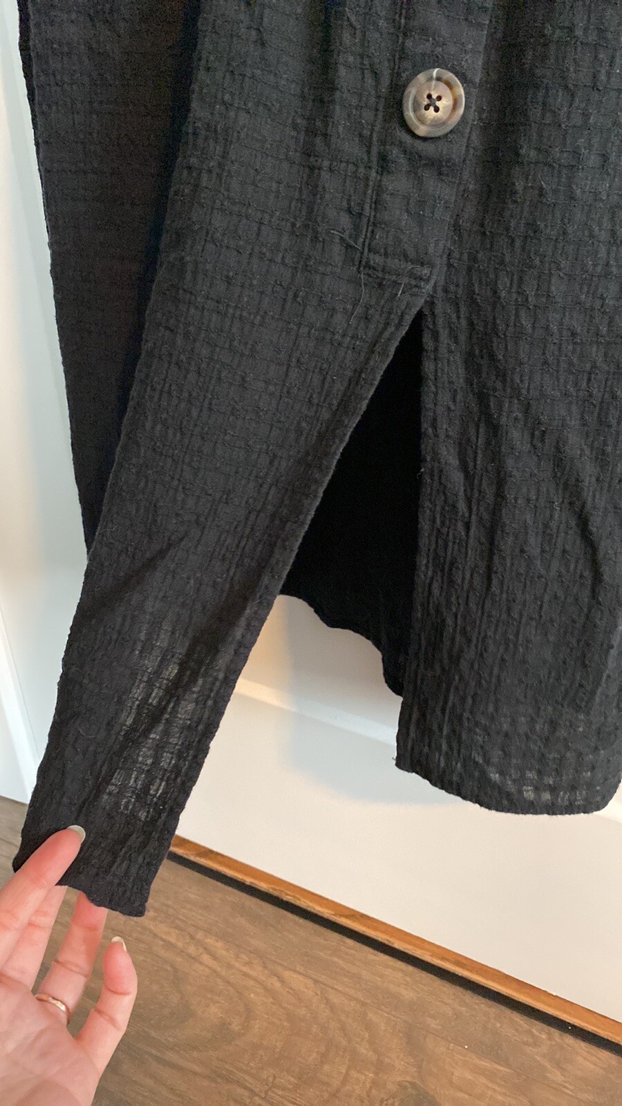 Black Cotton Universal Thread Button Down Dress M… - image 8