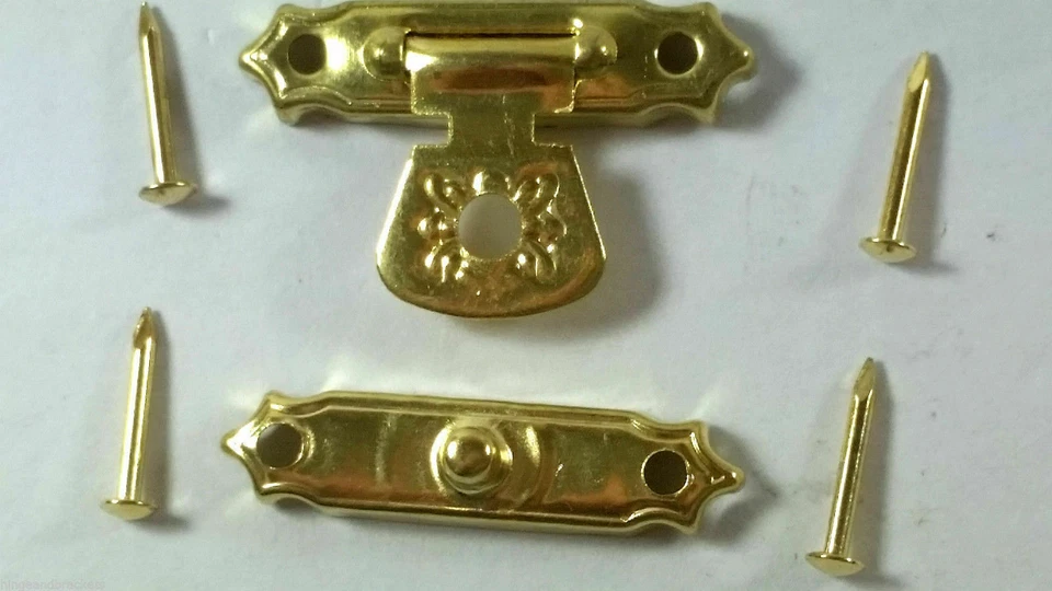 Jewellery Box Clasps With Fixing Pins Brassed Lid Catches Free Delivery - Image 4 of 4