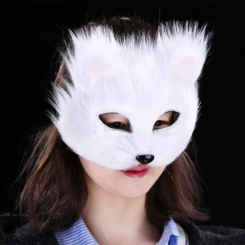 Furry Fox Mask Faux Fur Half Face Cosplay Costume Blindfold Masquerade Adult - Image 3 of 4