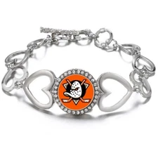 Anaheim Ducks Hockey Team Womens Silver Bracelet w Gift Pkg D27