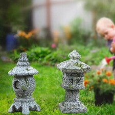 1 Pair Pagoda Lantern Statue Patio Bonsai Decoration For Home Decor Outdoor