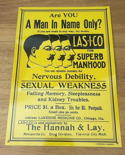 Vintage LAS•I•CO Advertising Tin Sign Chicago Illinois Traverse City Michigan