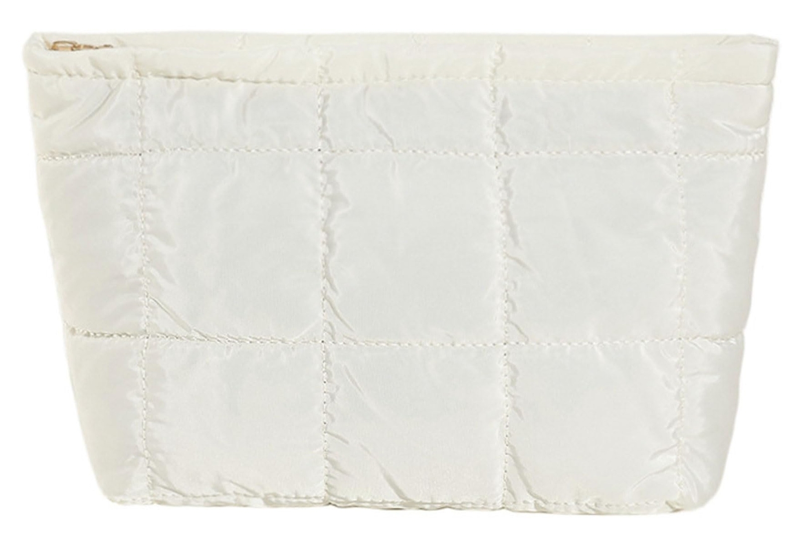 Metallic Quilted Puffy Vintage Cosmetic Bag Large Toiletry Organizer Makeup Clutch