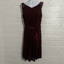 Dressystar Womens Dress XL Red Lace Lined Zip Back Sleeveless Stretch NEW AC6