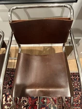 Knoll International Mies Van Der Rohe MR20 Armchairs Bauhaus Eames Brown Leather
