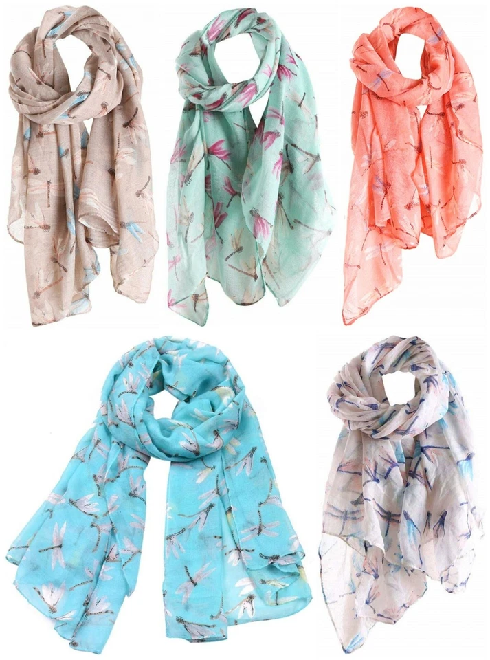 Dragonfly Print Scarf Women Fashion Soft Lightweight Scarves Shawl