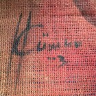 Burlap Portrait Art Tapestry Vertical Wall Hanging w/ Rods Signed "Kimiko  — photo 4
