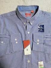 Izod Button Down Shirt Men's L Blue Gingham Check Long Sleeve NWT