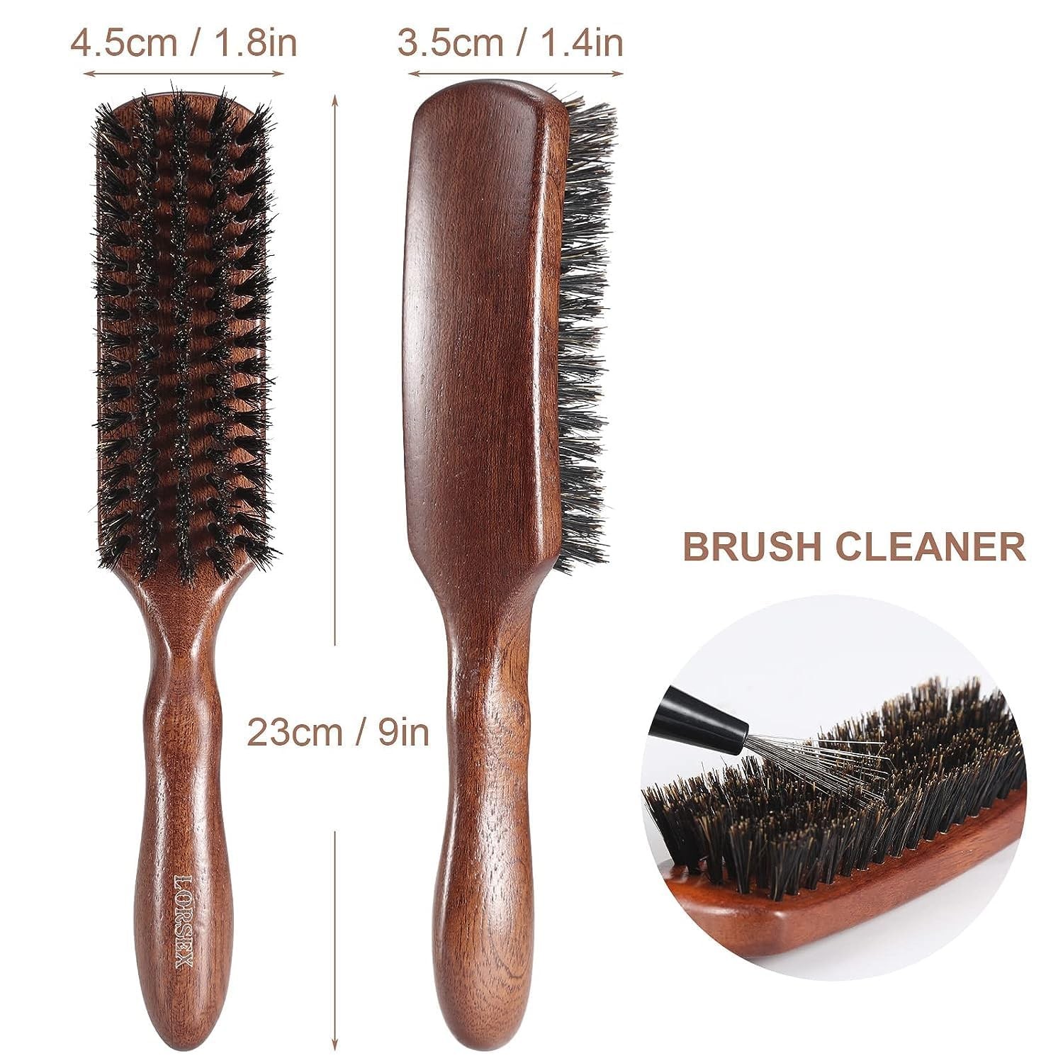 Hair brush for Men, Boar Bristles Slick Back Hair Brush for Fine Thin Medium Hai