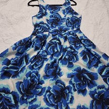 Anthropologie Porridge Textured Floral Blue Aqua White dress Size 6 Sleeveless