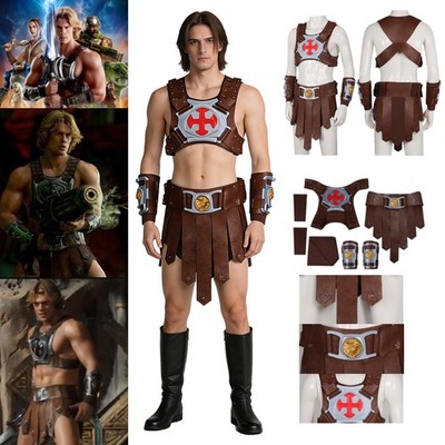 Masters of the Universe He-Man Warrior Cosplay Halloween Fancy Dress Tops Skirt