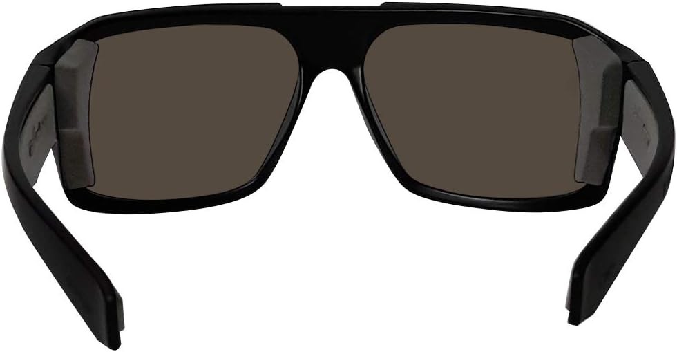Bomber Mens Safety Sunglasses, Matte Black Frame with Ice Blue Mirror Safety Sun