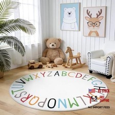 Oval Kids Play Rug Alphabet Nursery Area Rug Extra Large Soft Crawling Play