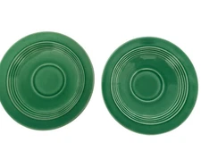 2 Vintage Homer Laughlin Harlequin Demitasse Saucers Light Green 5” Wide EUC