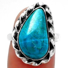 Natural Azurite Chrysocolla 925 Sterling Silver Ring s.7.5 Jewelry R-1083