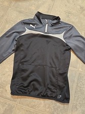 Youth Larhe PUMA Black Gray Long Sleeve Full Half Zip Track Jacket