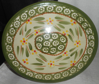 Temp-tations Ovenware Tara Old World Green Multicolor Oval Trivet Hot Plate 2qt