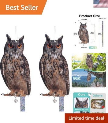 2 Pack Reflective Owl Scarers - Elegant Bird Deterrents for Gardens & Patios