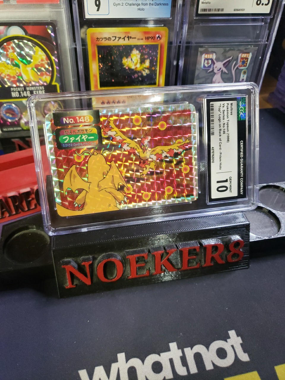 Pokemon Card Moltres VS Dragonite 146 Holo Prism Topsun CGC 10 Top Logo 1998 