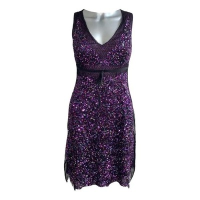 GF Gianfranco Ferre Vintage Purple Sequined Knee Length Dress US Size 8 NWOT