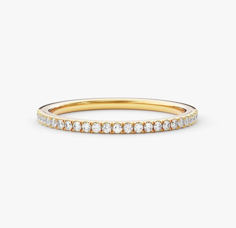 0.4 Ct Round Cut Full Eternity Dainty Minimalist Stacking Promise Silver Ring