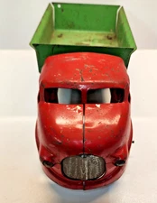 Vintage 1940s Wyandotte 12" Pressed Steel Dump Truck. Red & Green All Original