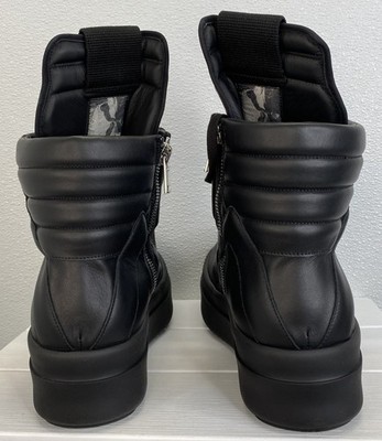 Rick Owens Mega Bumper Geobasket Men's Size 12 Black Leather Hi