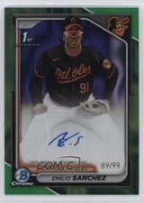 2024 Bowman Chrome Prospect Green Lava Refractor 89/99 Emilio Sanchez Auto 9hx