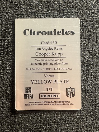 2019 Panini Chronicles Cooper Kupp 1/1 Vertex Yellow Printing Plate #30 - Picture 2 of 2