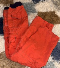 Mini Boden Boys Orange Cargo Pants Cotton Drawstring Elastic Waist Adjustable